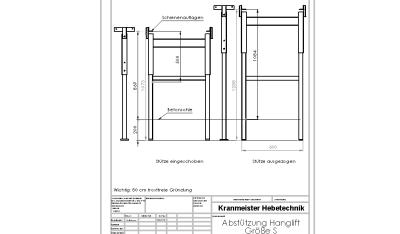 Abstützung für Hanglift Größe S: 500 mm bis 1000 mm
